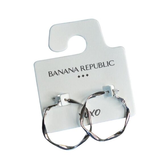 Banana Republic Twisted Silver-Tone Hoop Earrings For Women - Picture 1 of 5